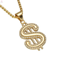 Collier de lettres glacées en argent Hip Hop de Dollar S